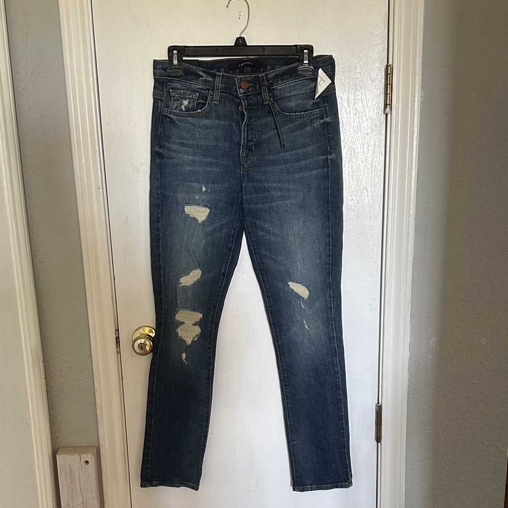 J Brand Georgia Mid Rise Slim Boyfriend Distressed Jeans NWT